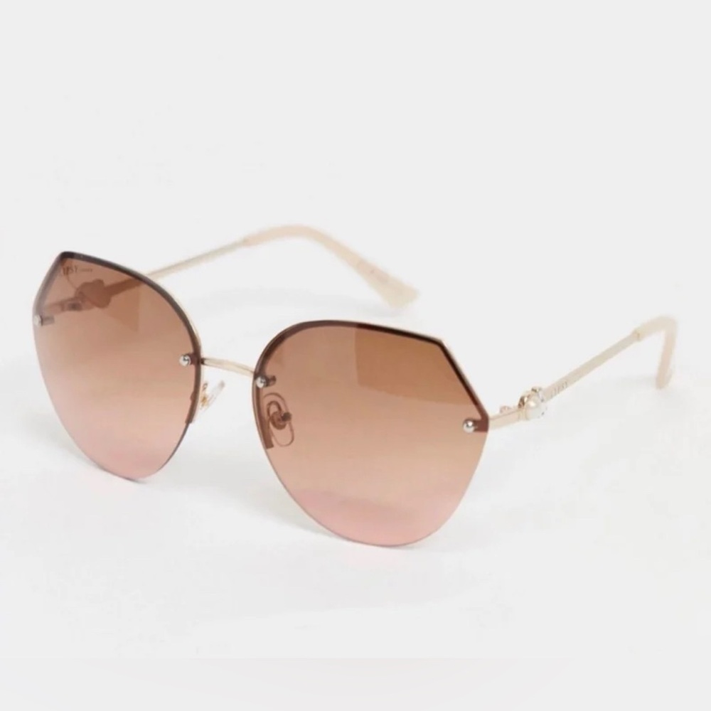 Lipsy Oversized Hexagon Sunglasses With Pearl Details